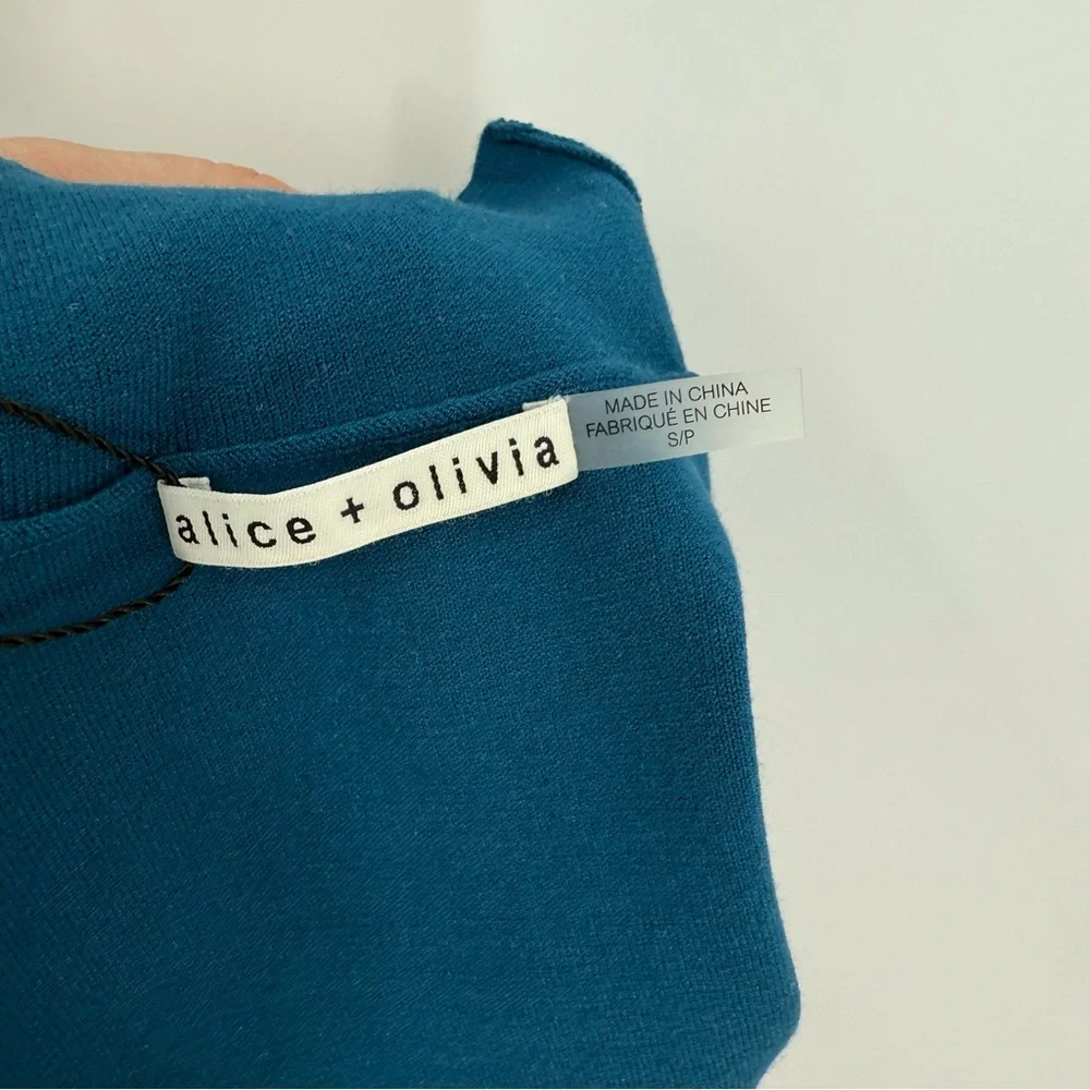 Alice + Olivia Kiki Blue-green mock neck Cutout Tank  Size Small Sleeveless - Picture 8 of 9